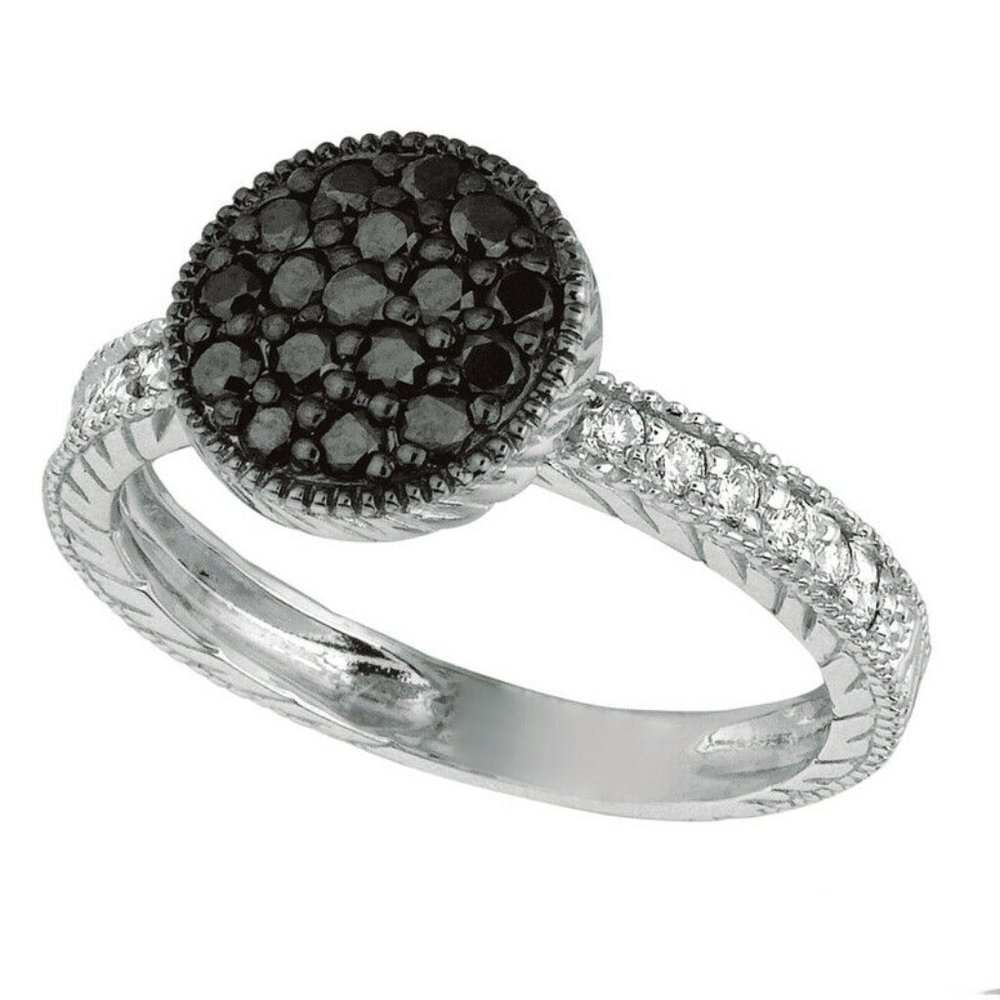 0.62 Carat Natural White and Black Diamond ring